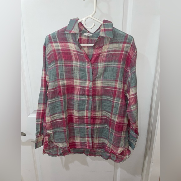 Pink Button Down Plaid Shirt - Picture 9 of 11